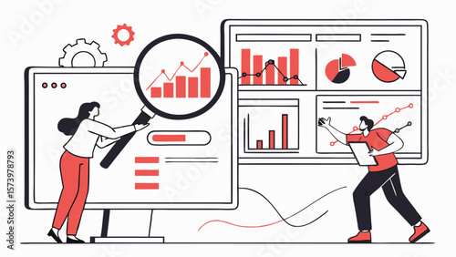Business Team Monitoring Analytics on Web Report Dashboard – Data Visualization and Performance Tracking Concept (AI Generated)