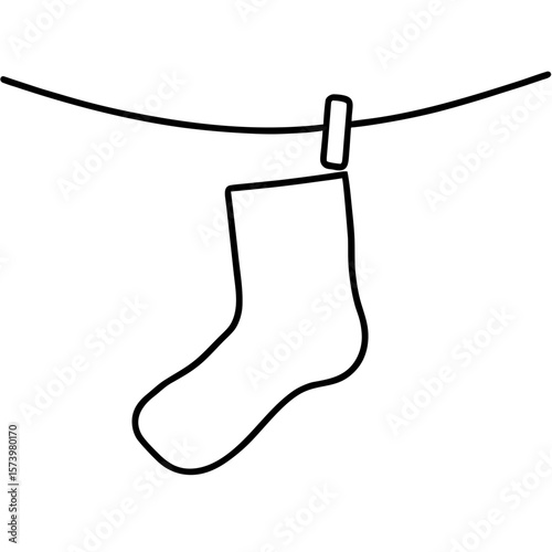 Sock Hanging on a Clothesline  Icon Fun and Festive AI Graphic Design for Digital Use