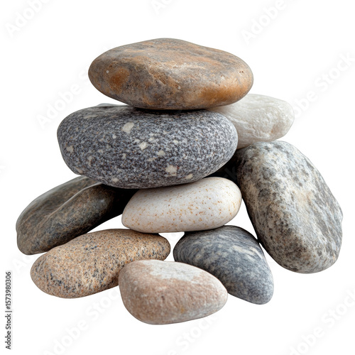 A pile of rocks with a white background