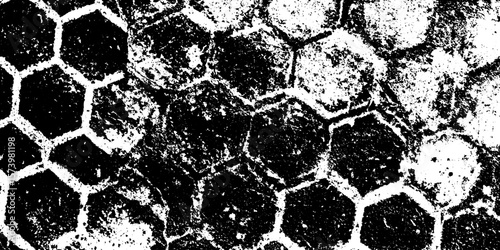 Grunge hexagonal tread imprint for urban design overlay and background effects