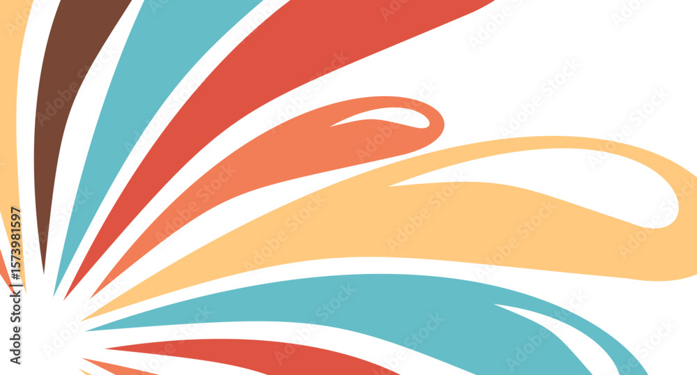 Obraz premium Retro style curved shape composition abstract burst vector