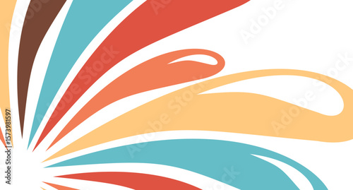 Retro style curved shape composition abstract burst vector