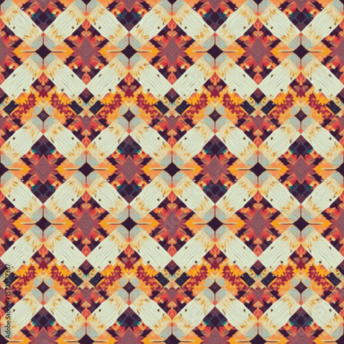 Seamless abstract geometric triangle pattern with colorful mosaic tile design