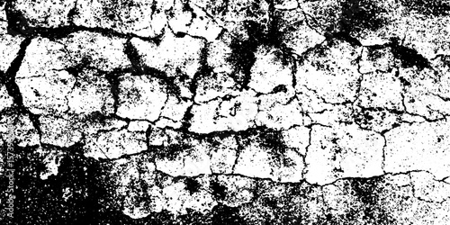 Geometric concrete tile with fractal cracks texture overlay for grunge design