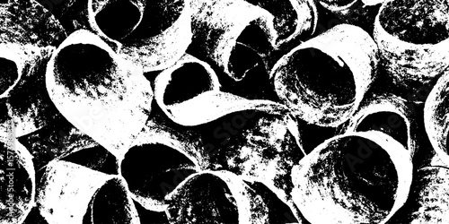 Hand whittled wood shavings background with curled texture for rustic design