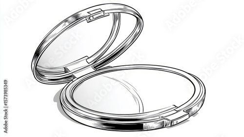 Open compact mirror illustration on white background.