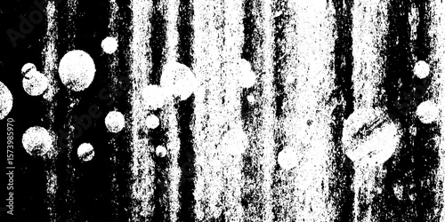 Monochrome ink jet blot pattern with pixel feed streaks and abstract textures for artistic design