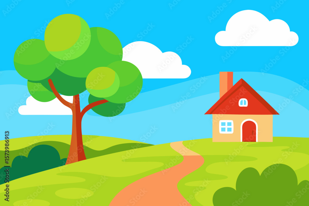 Fototapeta premium rural landscape with house