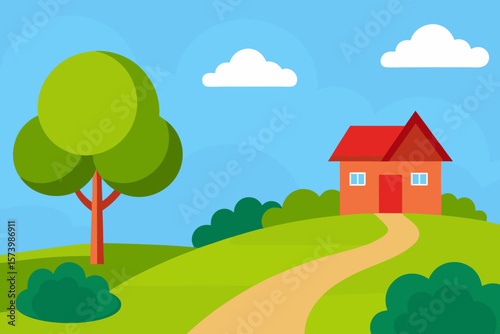 vector illustration of a rural landscape