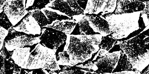 Grunge mosaic texture with broken tile shards and grout residue for artistic design