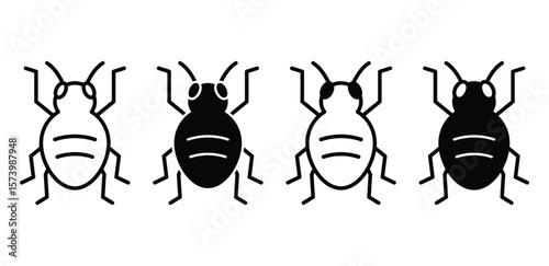 Aphid Icons Simple Line Art Illustrations Black and White Color Vector Design Sets