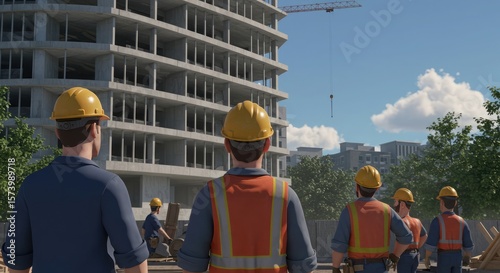 construction workers at work in construction site