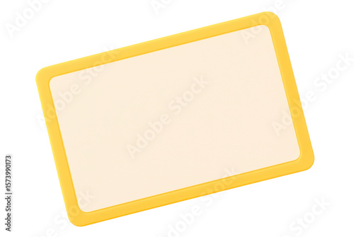 Blank miniature whiteboard with a yellow frame for messages on a transparent background