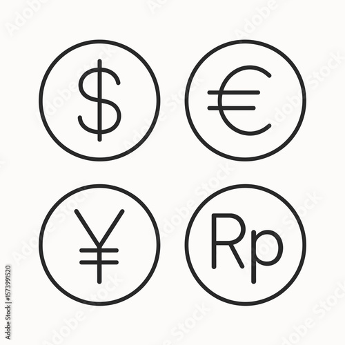 Currency Symbols Icons in Circle