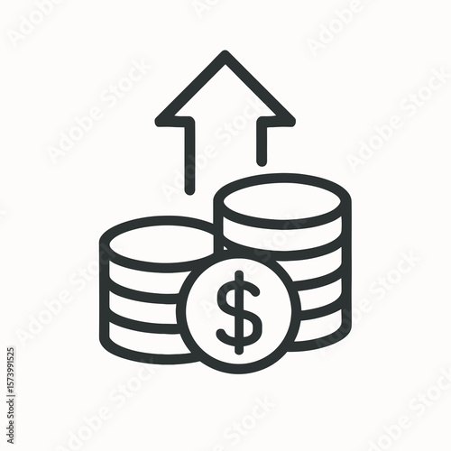 Financial Growth Icon with Coins and Up Arrow