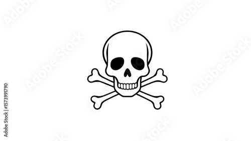 Simple outline skull and crossbones symbol on black background