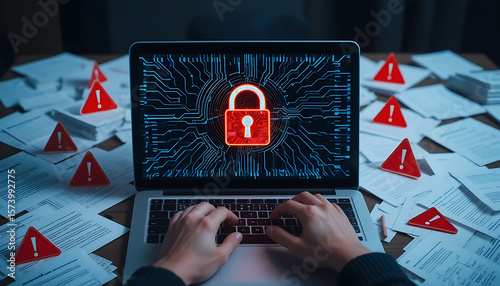 Data Security Concept Icons Representing Cybersecurity, Digital Protection, and Information Privacy