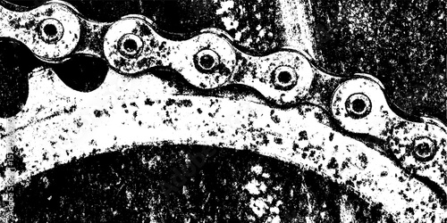 Close-up of rusted bike chain with pitting texture for design overlay and distress effects