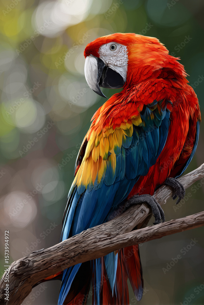 Fototapeta premium A colorful parrot sitting on a branch.