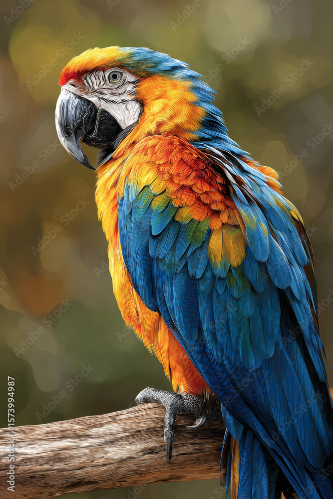 Obraz premium A colorful parrot sitting on a branch.