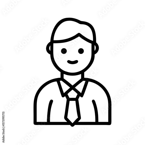 Minimalist black outline vector icon of a manager, symbolizing leadership, office work, and professional career. Isolated on a transparent background