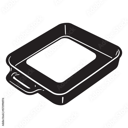 Black and white illustration of a baking dish for cooking and food preparation