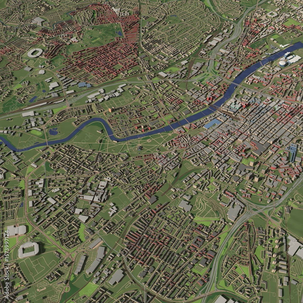 Fototapeta premium 3D illustration of city and urban in Glasgow Scotland