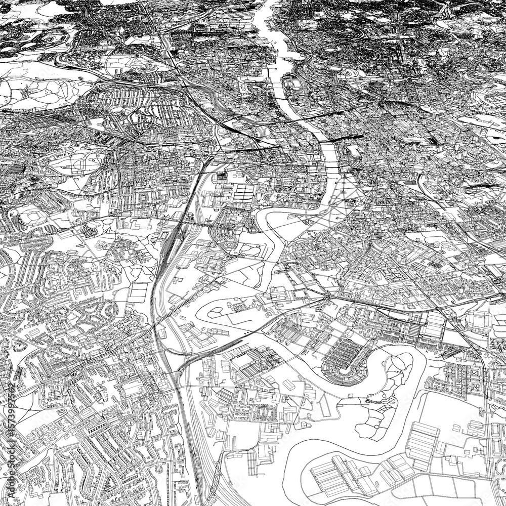 Naklejka premium 3D illustration of city and urban in Glasgow Scotland