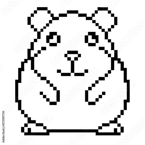 Traditional pixel outline depicting a cute hamster character with a round shape