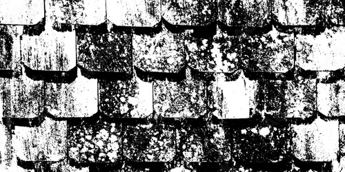 Tiled roof slate pattern with lichen patches for textured grunge overlay design