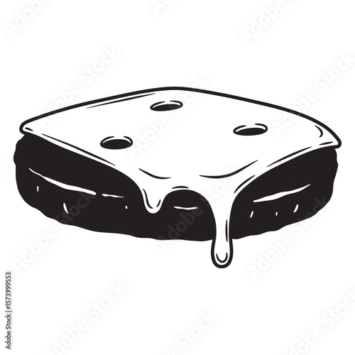 black and white cheese dripping from bread clip art preview