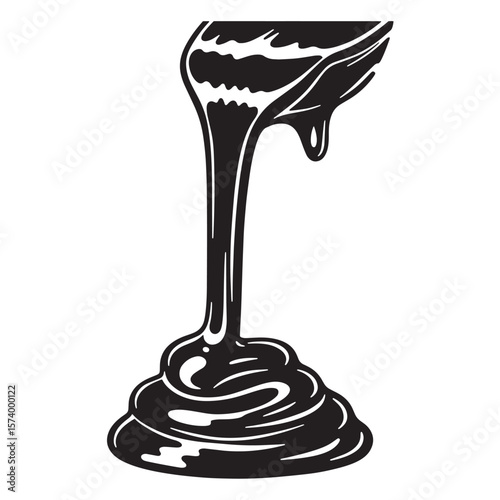 Flowing chocolate sauce vector illustration graphic food dessert sweet treat background isolated