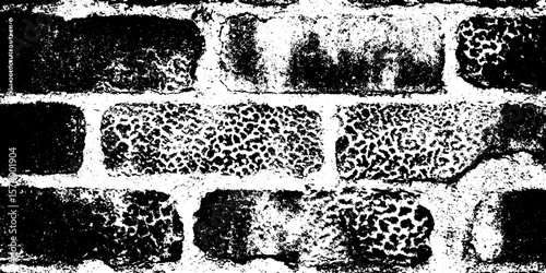 Weathered brickwork texture with chipped edges for distressed overlay design