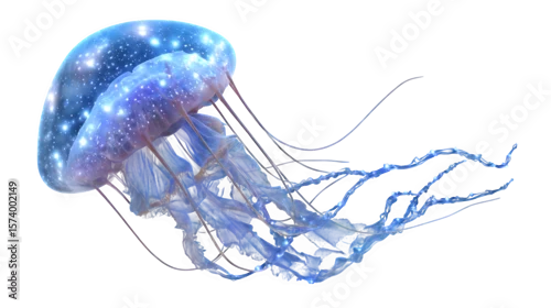 Obraz Bioluminescent Jellyfish, isolated on transparent background