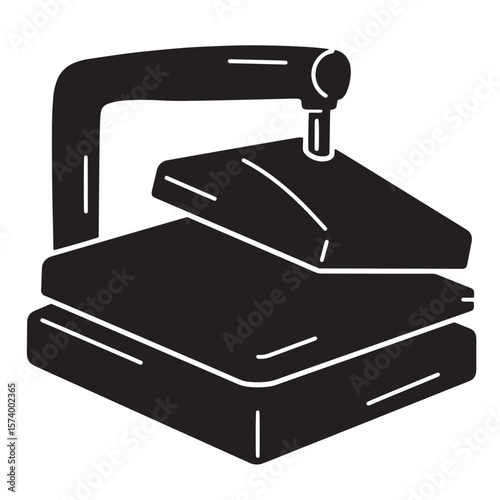 Professional tailor's pressing machine black silhouette icon for garment production and design