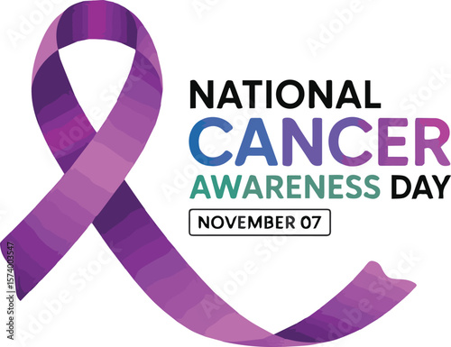Stand strong for National Cancer Awareness Day with this impactful purple ribbon graphic.