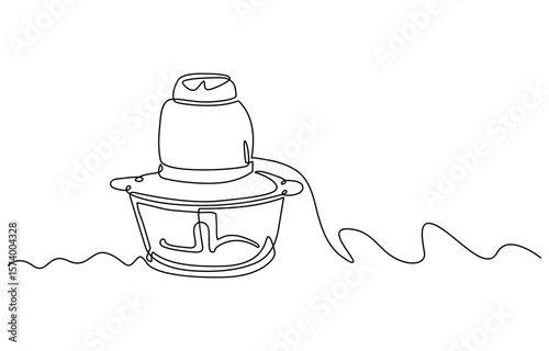 Blender Smoothie Maker Food Processor continuous one line art drawing, One single line drawing of electric blender home appliance for making fruit juice smoothie