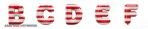 3D Bubble Letters B C D E F – Glossy Balloon Texture PNG Set

