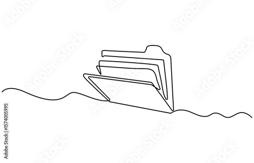 One continuous line vector drawing of a folder. Outline documents background icon. Saving securities vector icon. Vector illustration,  Clipboard with checklist. Continuous line one drawing. Simple.