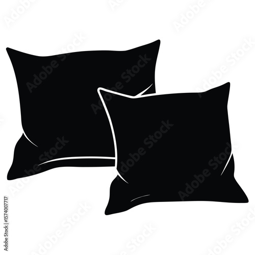 Two black pillows vector illustration minimalist home decor design element