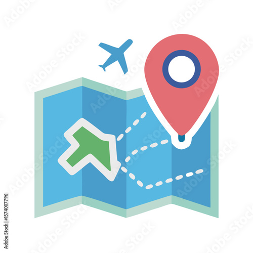 Travel Planning Concept with Map Airplane and Location Pin for Adventure and Exploration