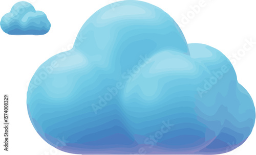A simple illustration of two puffy blue clouds floating against a light grey gradient background plain style