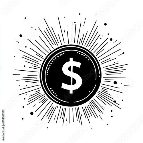 Black and white dollar coin graphic