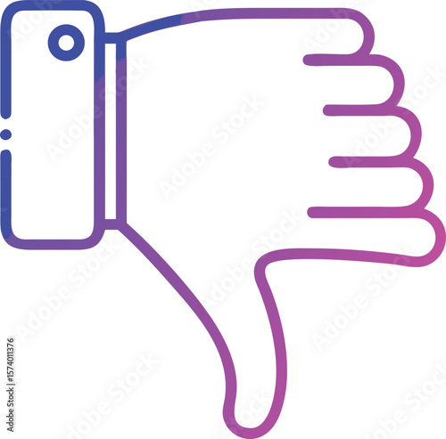 Minimalist line art icon representing a thumbs down gesture suitable for digital interfaces and negative feedback indicators