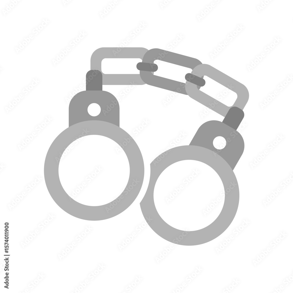 Gray steel shackle handcuffs icon flat vector design Gray steel shackle handcuffs icon flat vector design