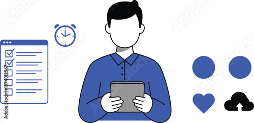 Business decision making concept, idea vs data, weighing options, teamwork, innovation, professional character, balance scale, lightbulb symbol, modern illustration