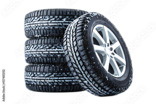 Stacked Automobile Tires Ready for Transportation Season