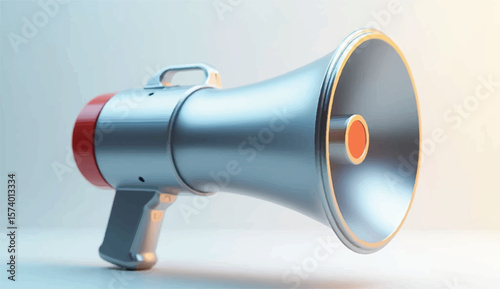 Marketing or advertising concept, 3d megaphone loudspeaker in realistic cute cartoon style. Vector illustrationBullhorn, loudspeaker icon. Loud speaker for sound amplifying, broadcast. Megaphone 