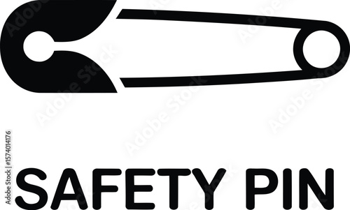 A minimalistic black and white illustration of a safety pin on a light gray background, centered view