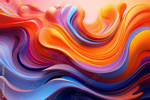 Fiery Abstract Waves - Vibrant Liquid Flow in Orange and Purple